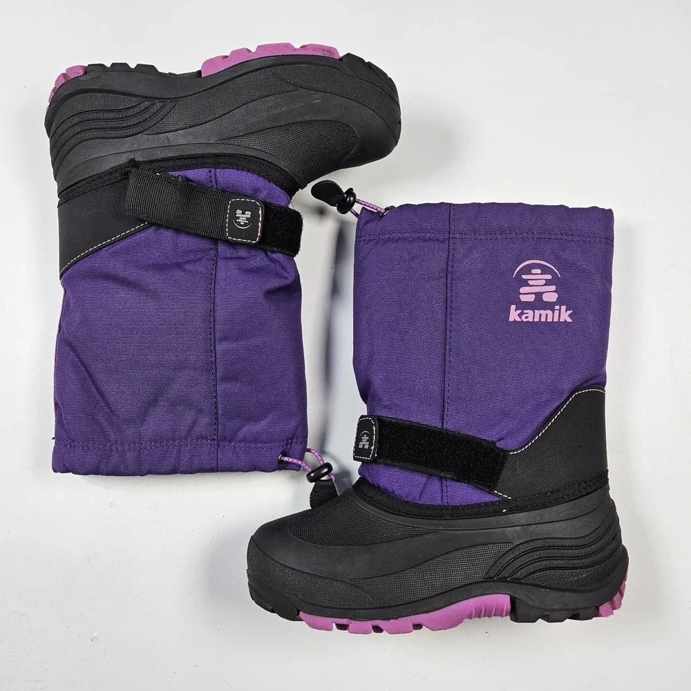 Kamik Snow Boots Kids Size 4 Purple Waterproof Insulated Winter Made in Canada
